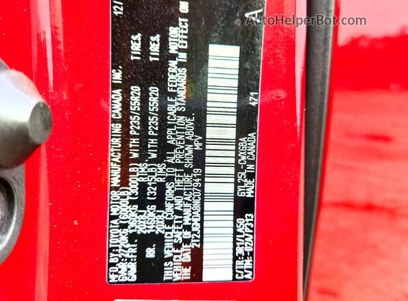 2T2JGMDA8NC079419 2022 LEXUS RX Red Widok wnętrza 360 stopni
