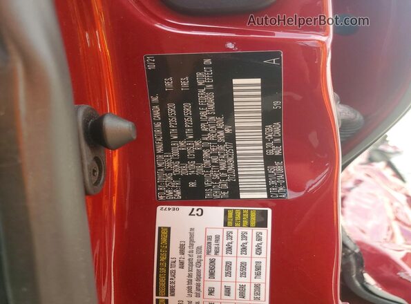 2T2JZMAA9NC225177 2022 LEXUS RX Red Widok naklejki z numerem VIN