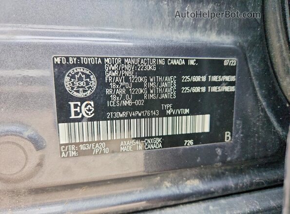 2T3DWRFV4PW176143 2023 TOYOTA RAV4 Gray Vista interior de 360 grados