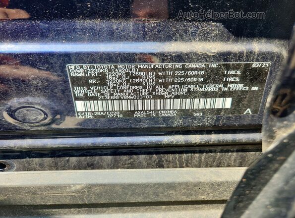 2T3E6RFV8MW023183 2021 TOYOTA RAV4 Blue ძრავის განყოფილების ხედი