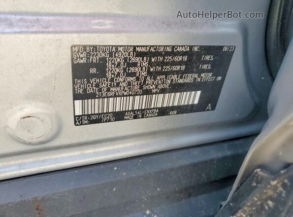 2T3E6RFVXPW040720 2023 TOYOTA RAV4 Silver Widok wnętrza 360 stopni
