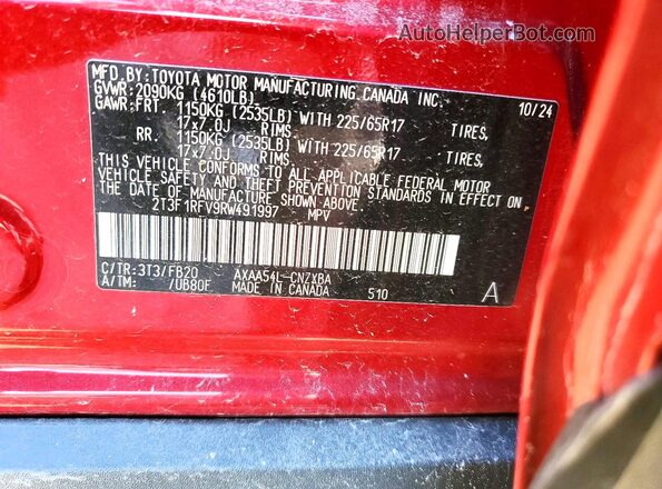 2T3F1RFV9RW491997 2024 TOYOTA RAV4 Red Շարժիչի բաժամունքի տեսք