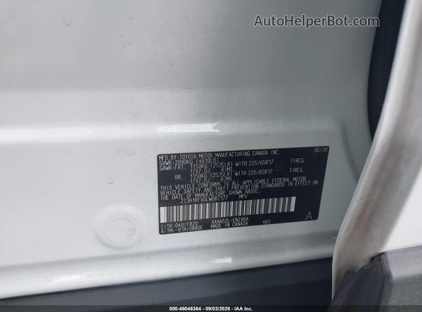 2T3H1RFV0LW087177 2020 TOYOTA RAV4 Белый Вид подкапотного пространства