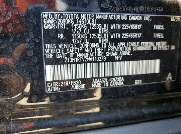 2T3H1RFV2MW110279 2021 TOYOTA RAV4 Черный Вид наклейки с VIN-кодом