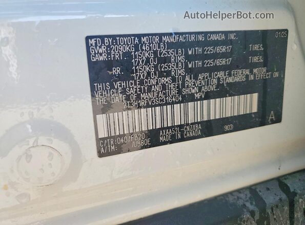 2T3H1RFV3SC316404 2025 TOYOTA RAV4 White ძრავის განყოფილების ხედი