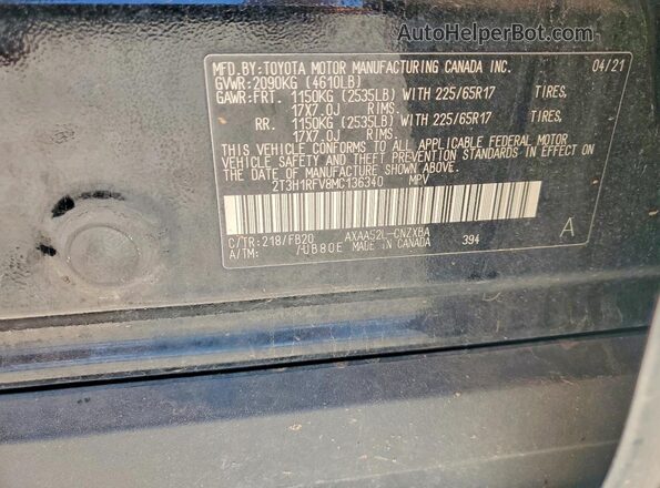 2T3H1RFV8MC136340 2021 TOYOTA RAV4 Черный Вид наклейки с VIN-кодом