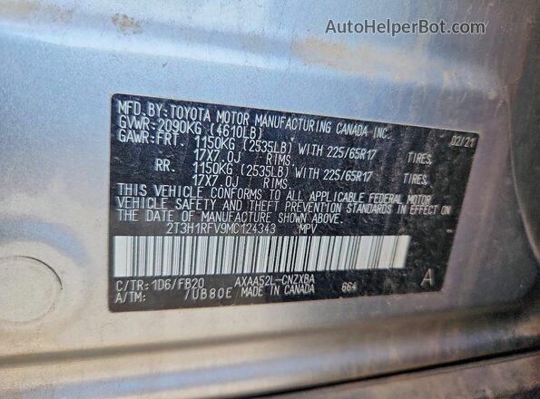 2T3H1RFV9MC124343 2021 TOYOTA RAV4 Silver სალონის 360-გრადუსიანი ხედი
