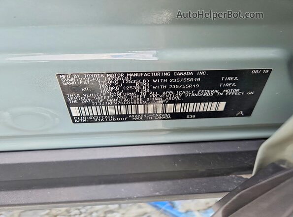 2T3J1RFV7KC046689 2019 TOYOTA RAV4 Green Widok wnętrza 360 stopni