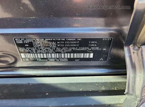 2T3K1RFV0MC118615 2021 TOYOTA RAV4 Серый Вид наклейки с VIN-кодом