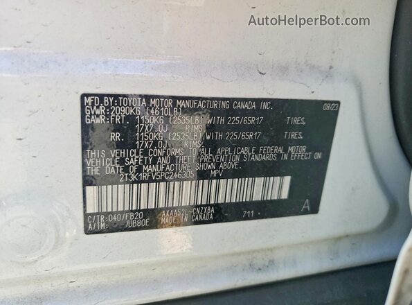 2T3K1RFV5PC246305 2023 TOYOTA RAV4 White VIN sticker view