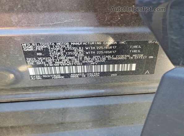 2T3K1RFVXPW271182 2023 TOYOTA RAV4 Gray Vista de la etiqueta del VIN