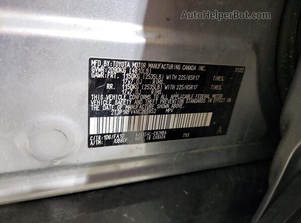 2T3P1RFV4NC265852 2022 TOYOTA RAV4 Silver VIN კოდის სტიკერის ხედი