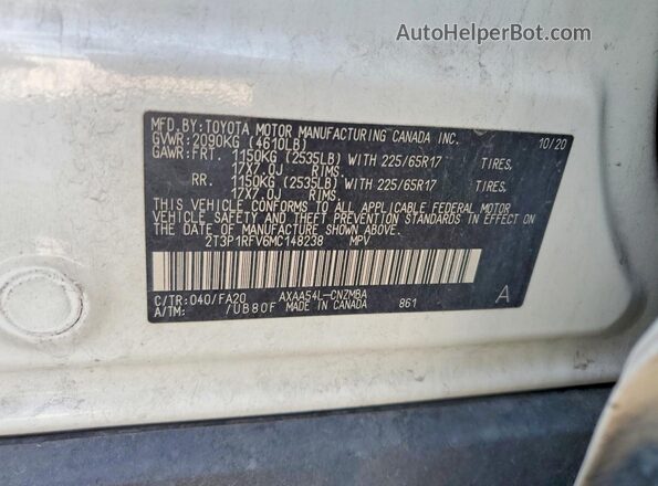 2T3P1RFV6MC148238 2021 TOYOTA RAV4 White Widok komory silnika
