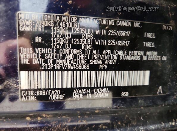 2T3P1RFV7RW456069 2024 TOYOTA RAV4 Blue Widok naklejki z numerem VIN