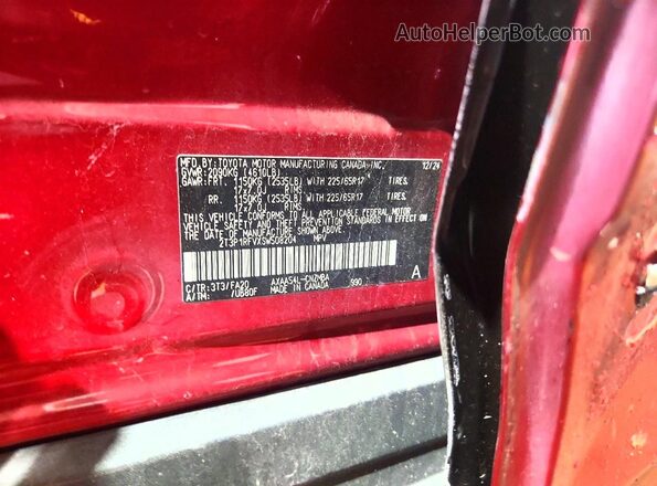 2T3P1RFVXSW508204 2025 TOYOTA RAV4 Red Вид наклейки з VIN-кодом