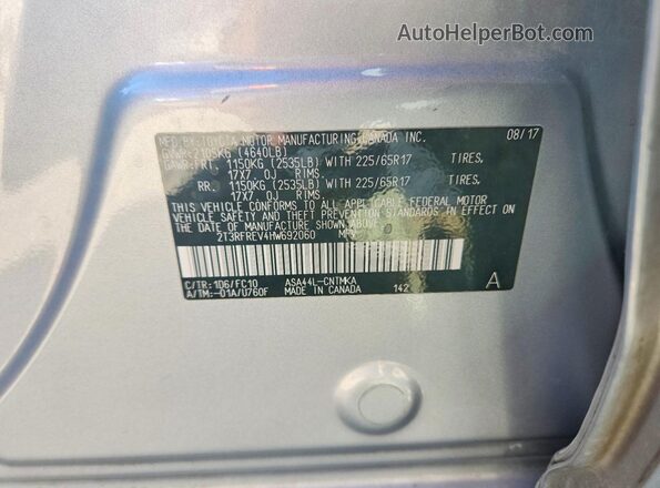 2T3RFREV4HW692060 2017 TOYOTA RAV4 Silver Սալոնի 360 աստիճան տեսք