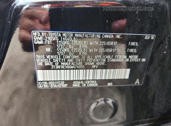 2T3RFREV8GW474055 2016 TOYOTA RAV4 Black Շարժիչի բաժամունքի տեսք
