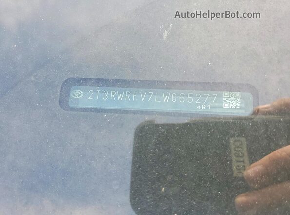 2T3RWRFV7LW065277 2020 TOYOTA RAV4 Gray VIN sticker view
