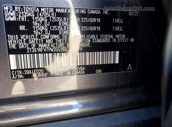 2T3S1RFV7PW355265 2023 TOYOTA RAV4 Gray Widok komory silnika