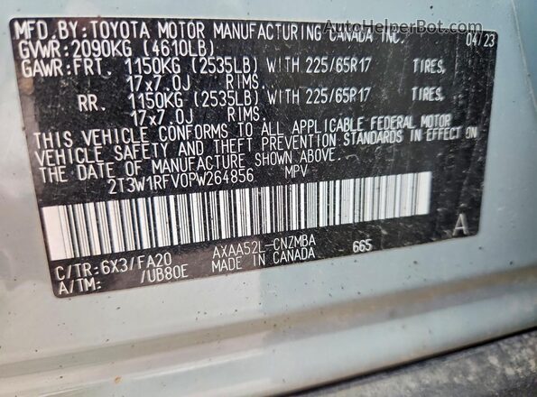 2T3W1RFV0PW264856 2023 TOYOTA RAV4 Gray VIN կոդի պիտակի տեսք