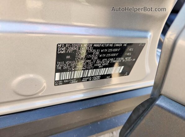 2T3W1RFV4NW215673 2022 TOYOTA RAV4 Silver VIN sticker view