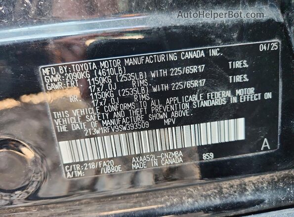 2T3W1RFV9SW393509 2025 TOYOTA RAV4 Black Սալոնի 360 աստիճան տեսք