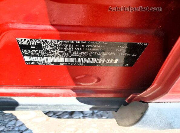 2T3ZFREV4HW334179 2017 TOYOTA RAV4 Red ძრავის განყოფილების ხედი