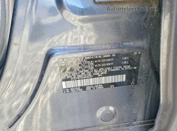 2T3ZFREV9JW492281 2018 TOYOTA RAV4 Gray Вид наклейки з VIN-кодом