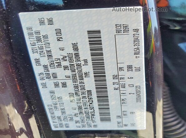 1FTFW3L50TKD97008 2026 FORD F150 Black Вид наклейки з VIN-кодом