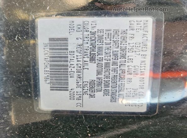 3N1CN7AP0HL859867 2017 NISSAN VERSA Black Widok naklejki z numerem VIN