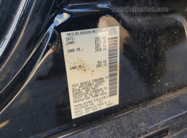 1N4BL4CV9KC185381 2019 NISSAN ALTIMA Black Widok naklejki z numerem VIN