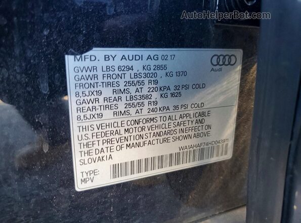 WA1AHAF74HD043911 2017 AUDI Q7 Black Widok wnętrza 360 stopni
