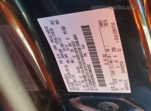1FTEW1EP5LFA83202 2020 FORD F150 Burgundy Vista de la etiqueta del VIN