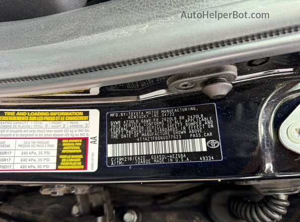 4T1AZ1FB6NU077623 2022 TOYOTA AVALON Black Rear seats view
