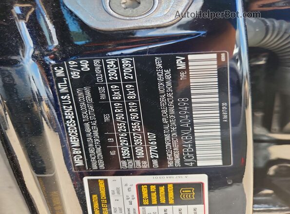 4JGFB4KBXLA049498 2020 MERCEDES-BENZ GLE Black Widok wnętrza 360 stopni