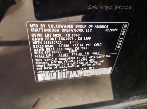 1V21E2CA6LC210853 2020 VOLKSWAGEN ATLAS Black სალონის 360-გრადუსიანი ხედი