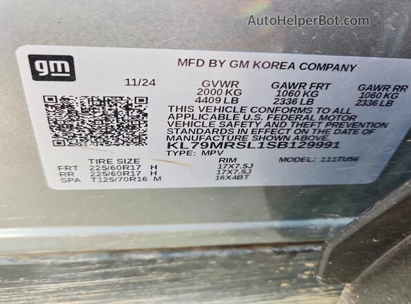 KL79MRSL1SB129991 2025 CHEVROLET TRAILBLAZER Gray Սալոնի 360 աստիճան տեսք