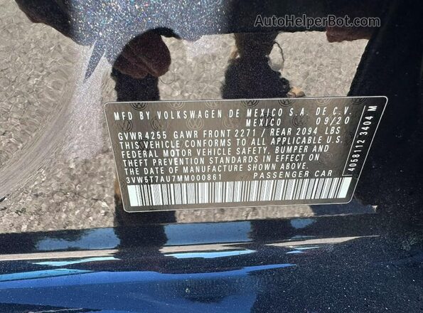 3VW5T7AU7MM000861 2021 VOLKSWAGEN GTI Black Вид задньої частини салону