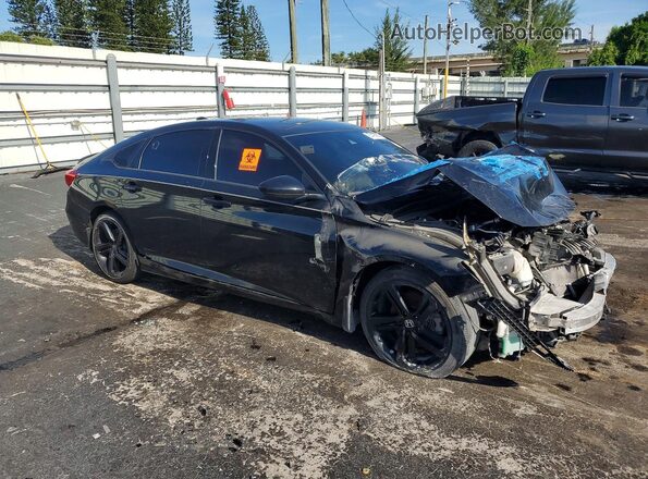 1HGCV1F34NA086745 2022 HONDA ACCORD Black Widok z przodu