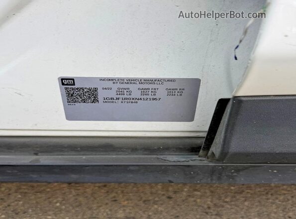 1GBJF1R0XN4121957 2022 CHEVROLET BOLT White Vista interior trasera
