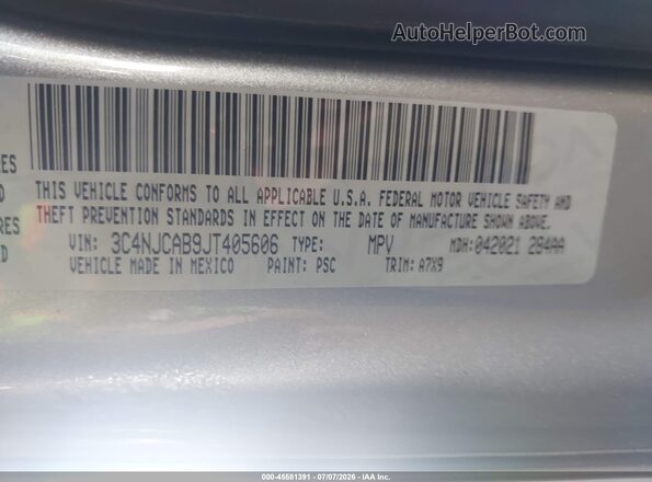 3C4NJCAB9JT405606 2018 JEEP COMPASS Серебряный Вид подкапотного пространства
