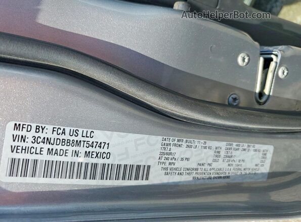 3C4NJDBB8MT547471 2021 JEEP COMPASS Silver VIN կոդի պիտակի տեսք