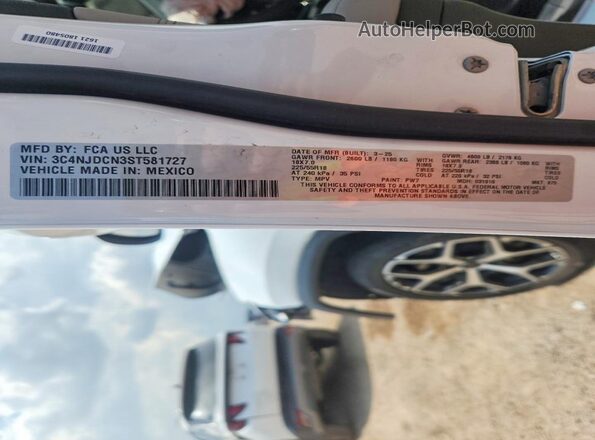 3C4NJDCN3ST581727 2025 JEEP COMPASS White Vista interior de 360 grados
