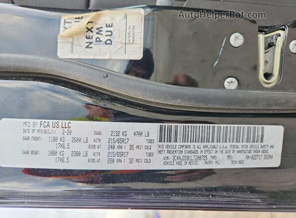 3C4NJDDB1LT208725 2020 JEEP COMPASS Black Widok wnętrza 360 stopni