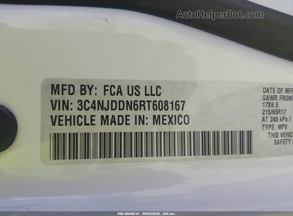 3C4NJDDN6RT608167 2024 JEEP COMPASS White Vista del compartimento del motor