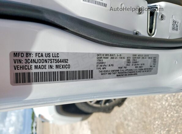 3C4NJDDN7ST564492 2025 JEEP COMPASS White VIN sticker view