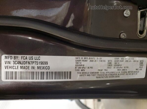 3C4NJDFN7PT519699 2023 JEEP COMPASS Gray Vista interior de 360 grados