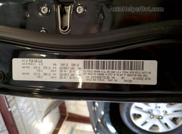 3C4PDCAB3KT751359 2019 DODGE JOURNEY Black VIN კოდის სტიკერის ხედი