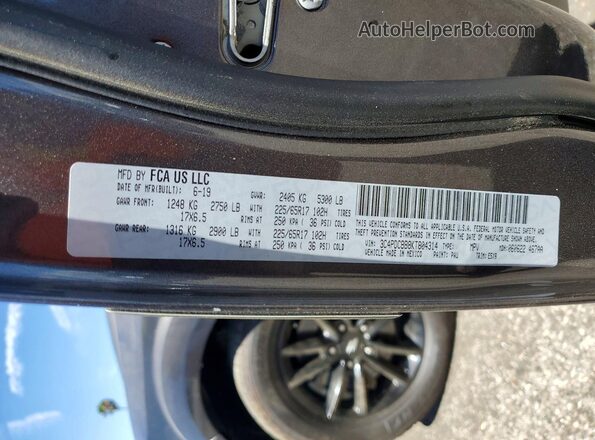 3C4PDCBB8KT804314 2019 DODGE JOURNEY Gray VIN კოდის სტიკერის ხედი