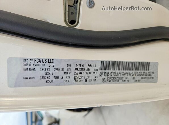 3C4PDCBG0JT293997 2018 DODGE JOURNEY Белый Вид наклейки с VIN-кодом